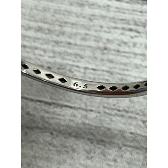 EMA Signed Sterling Silver 925 Lab Created Sapphires CZs Hinged 6.5” Bracelet - Picture 9 of 9